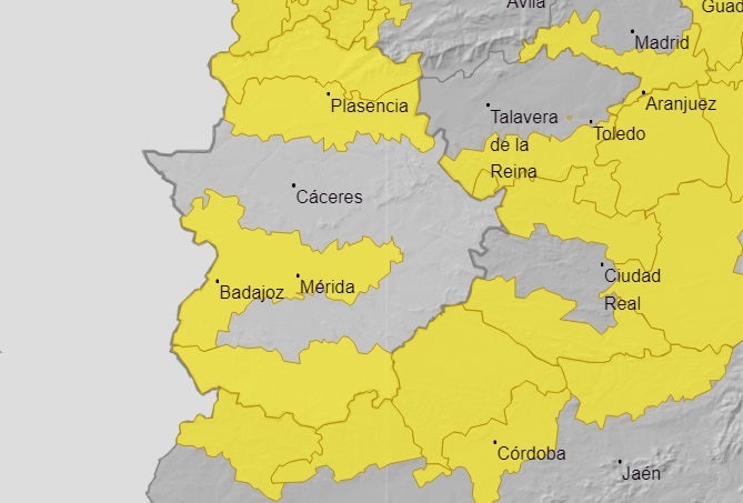 Mapa de avisos actualizado para este lunes.