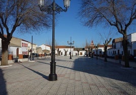 Plaza de Torre de Miguel Sesmero, en la provincia de Badajoz.