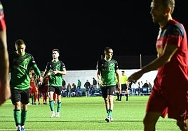 Jugadores del Gévora durante el duelo de la fase previa de la Copa ante el Playas de Sotavento.