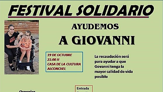 'Amigos de Alconchel' promueve el festival benéfico 'Ayudemos a Giovanni'