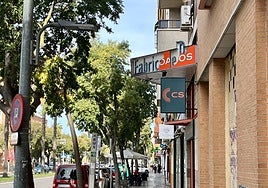 La sede de Ciudadanos en Badajoz, en desmontaje esta semana.