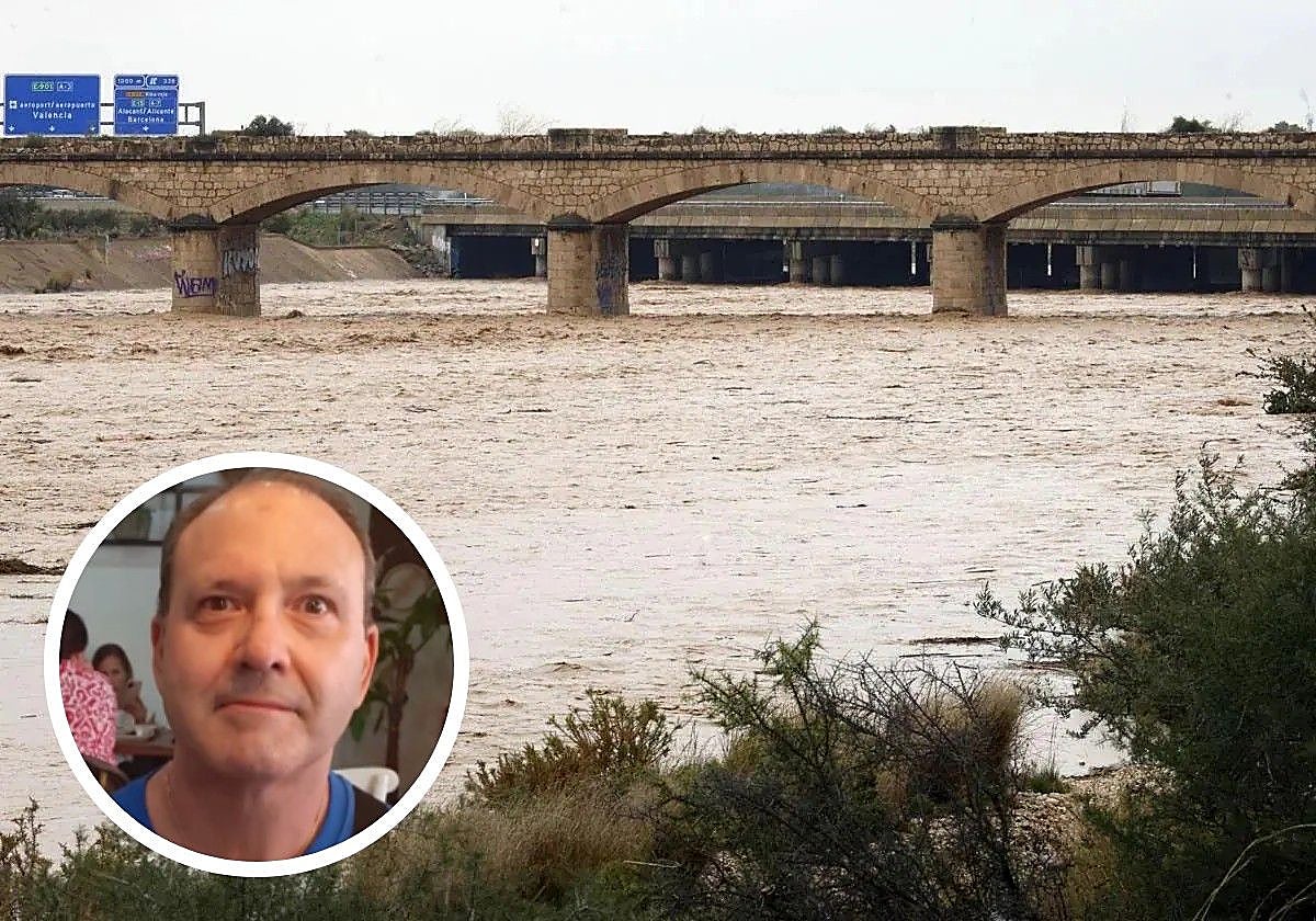 El Barranco del Poyo, que se desbordó por la DANA, y a la izquierda, Fernando Durán Núñez, fallecido de origen extremeño.
