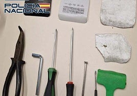 Elementos incautados por la Policia Nacional.