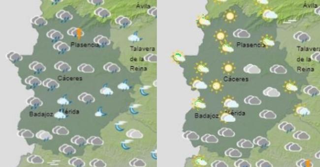 Evolución de las precipitaciones el lunes entre las 6.00 y las 12.00 horas.