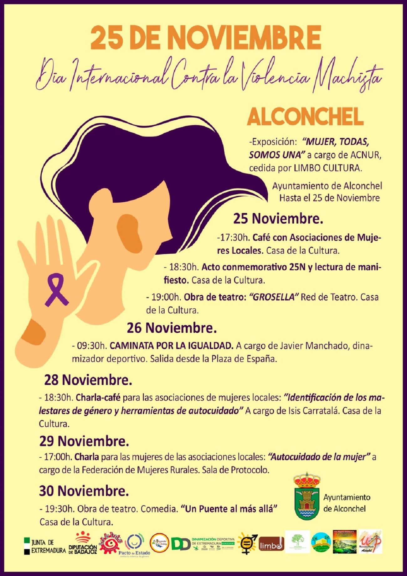 Cartel de la programación por el 25N en Alconchel.