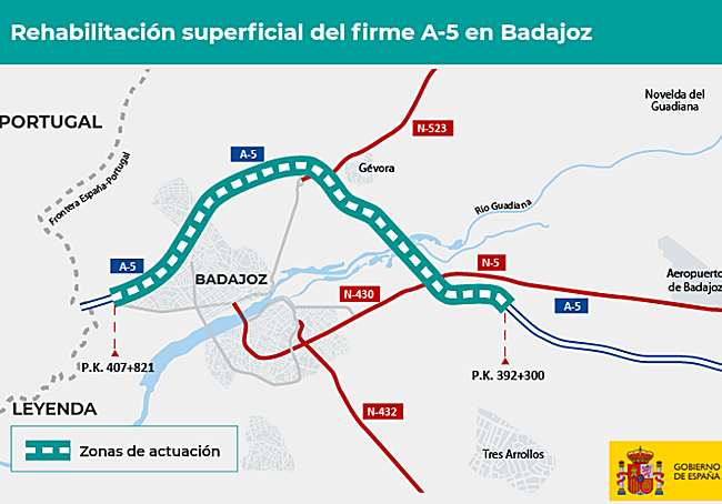Gráfico de las obras que se están llevando a cabo en la autovía.