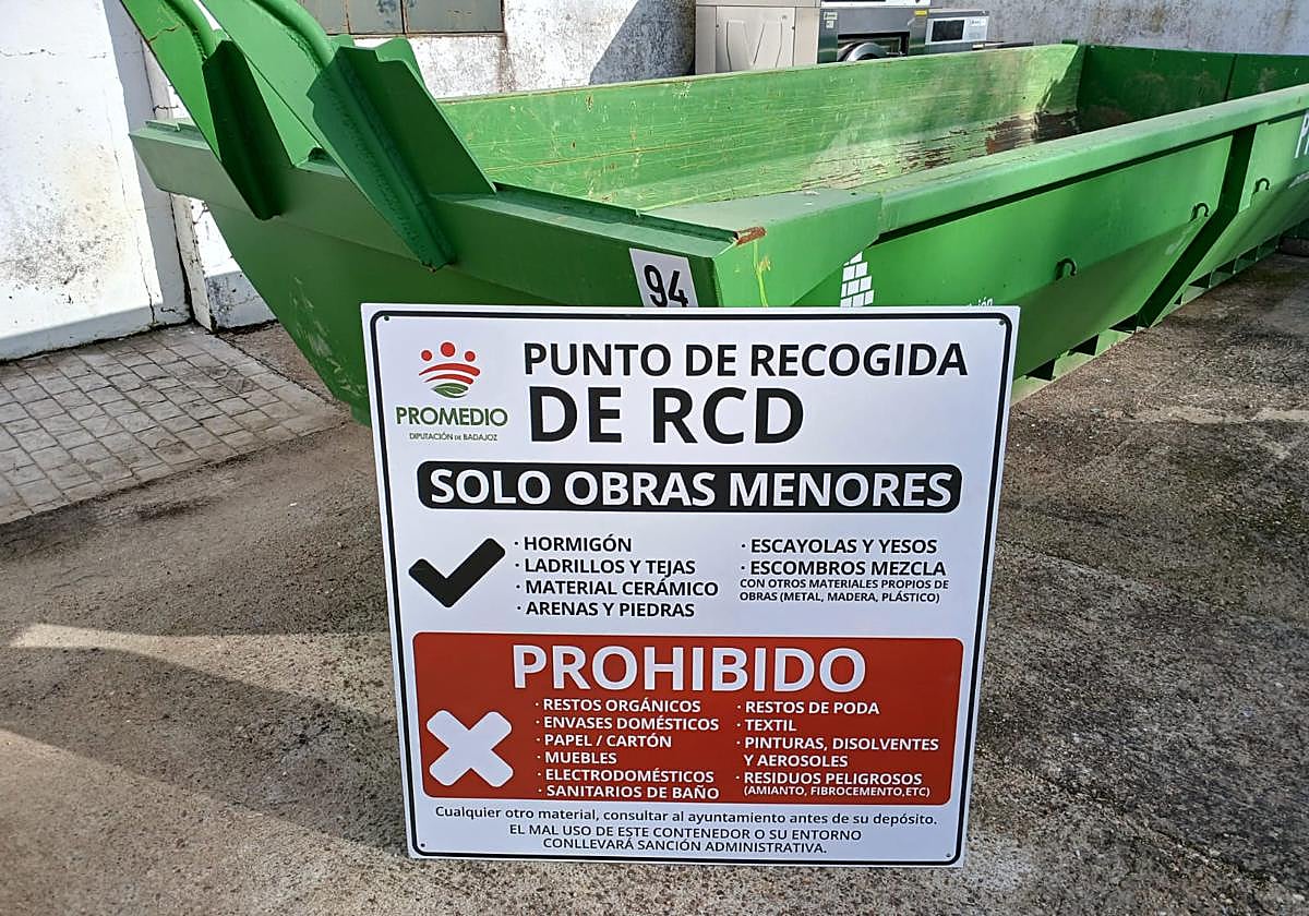 Contenedor de RCDs en el Punto Limpio