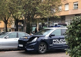 El coche de la policía tras el accidente.