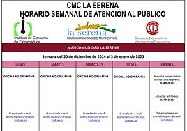 Horario semanal de CMC La Serena