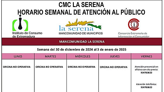 Horario semanal de CMC La Serena