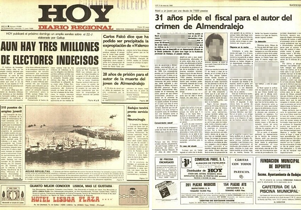 Recortes del crimen publicados en HOY,