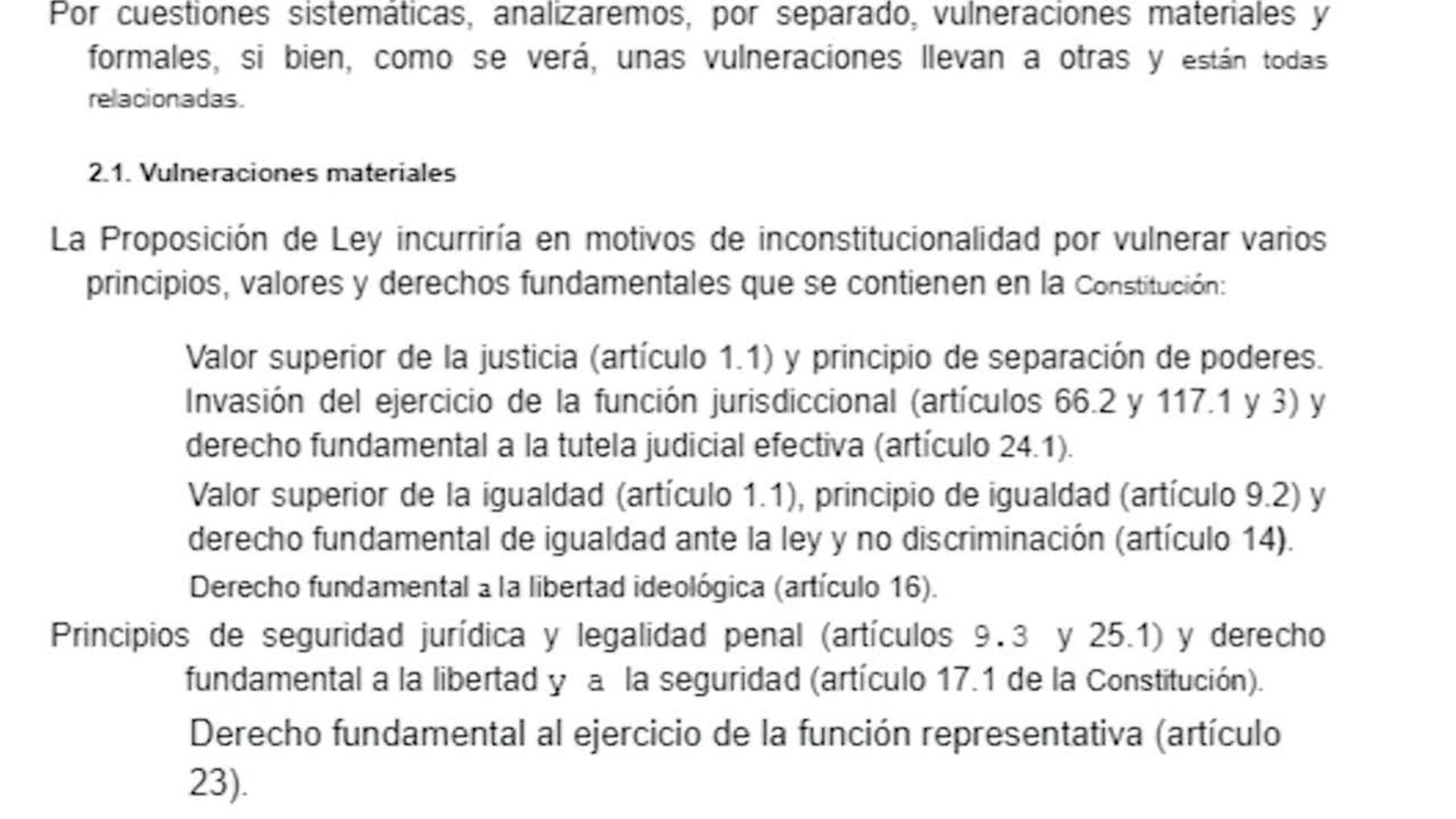 Los letrados del Senado sostienen que la amnistía es inconstitucional pero acceden a tramitarla