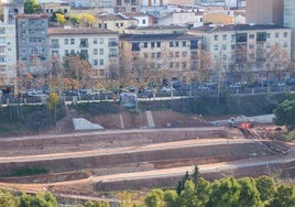 Aspecto actual de la obra de ampliación del aparcamiento del parque del Príncipe.