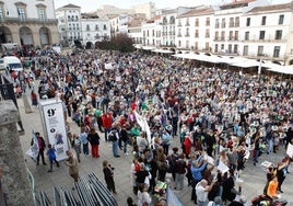 Última manifestación multitudinaria celebrada en la región, el pasado noviembre en Cáceres contra el proyecto de mina de litio.