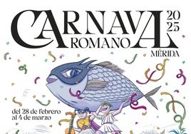 El cartel anunciador del Carnaval Romano de Mérida 2025.