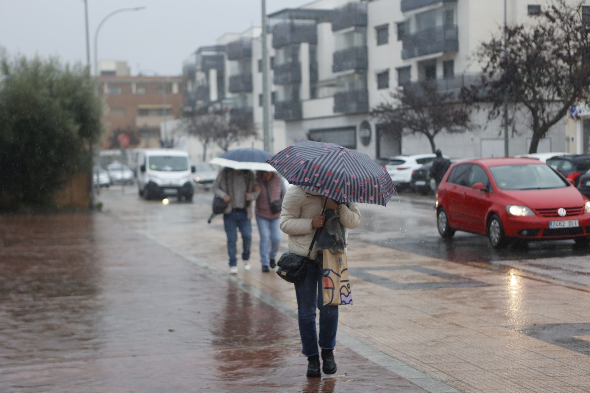 El viento y la lluvia son los protgonistas este lunes en la capital cacereña, que mantiene los parques cerrados