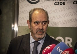 Ignacio Araluce, presidente de Foro Nuclear, antes de la reunión celebrada el miércoles en Badajoz.