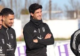 Borja Domingo durante su primer entrenamiento como jugador del Badajoz.