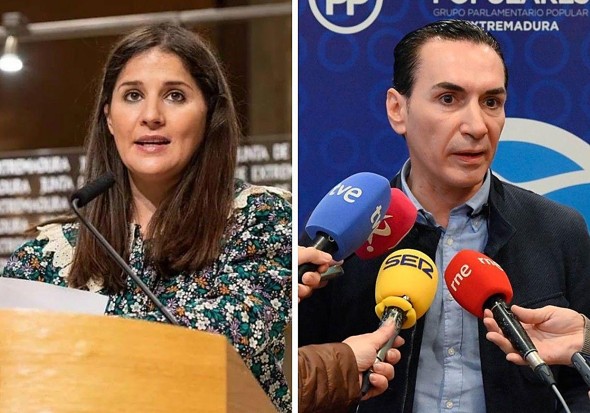 A la izquierda, la portavoz socialista Isabel Gil Rosiña, y a la derecha, el diputado popular José María Saponi.