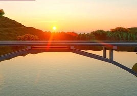 Recreación del puente que se levantará sobre el río Sever entre Extremadura y el Alentejo.