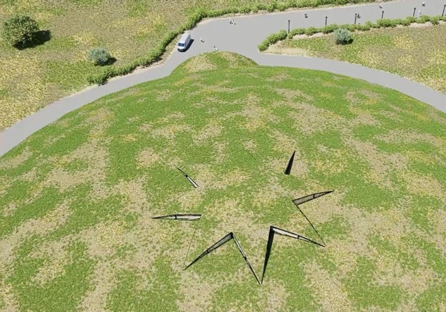 Recreación de la cubierta vegetal de la cúpula, con abertura en forma de flor de lis, un símbolo de la cultura tartésica.