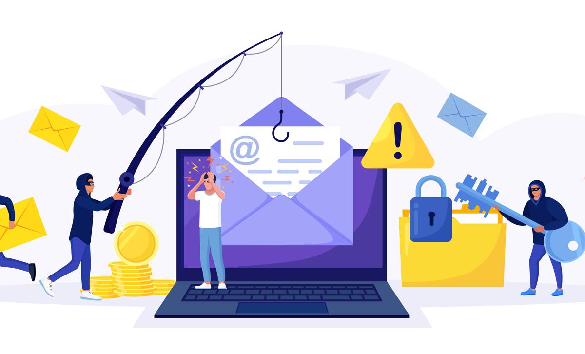 Ilustración sobre el funcionamiento del phishing