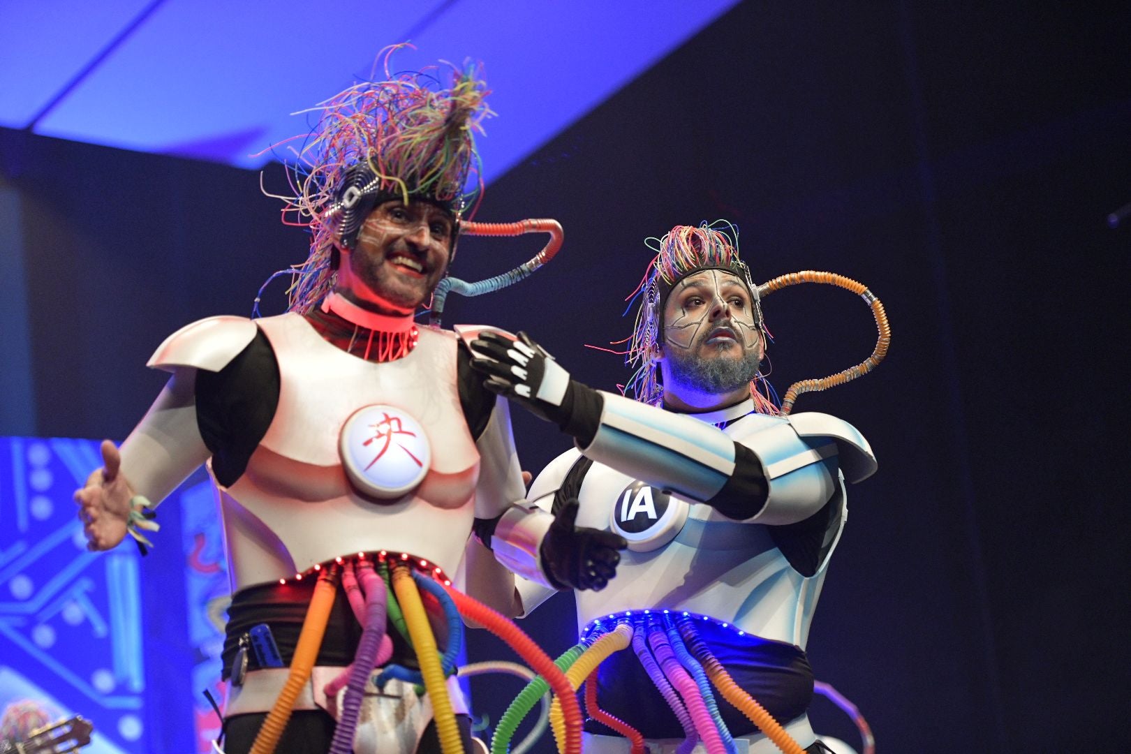 Actuación de la murga Marwan el segundo día de preliminares del Concurso de Murgas del Carnaval de Badajoz 2025. 