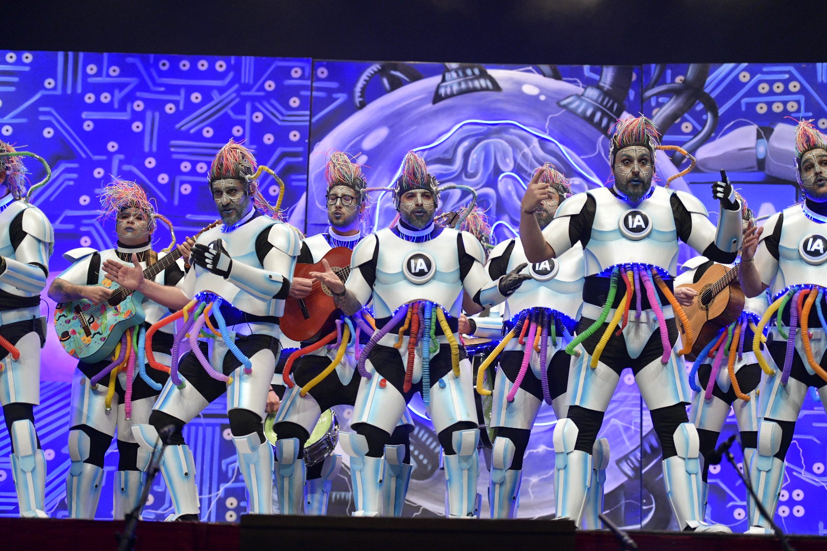 Actuación de Marwan en la primera semifinal del Concurso de Murgas del Carnaval de Badajoz 2025. 