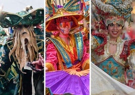 Comparsas Moracantana, Cambalada y Los Colegas en el desfile de comparsas del Carnaval.
