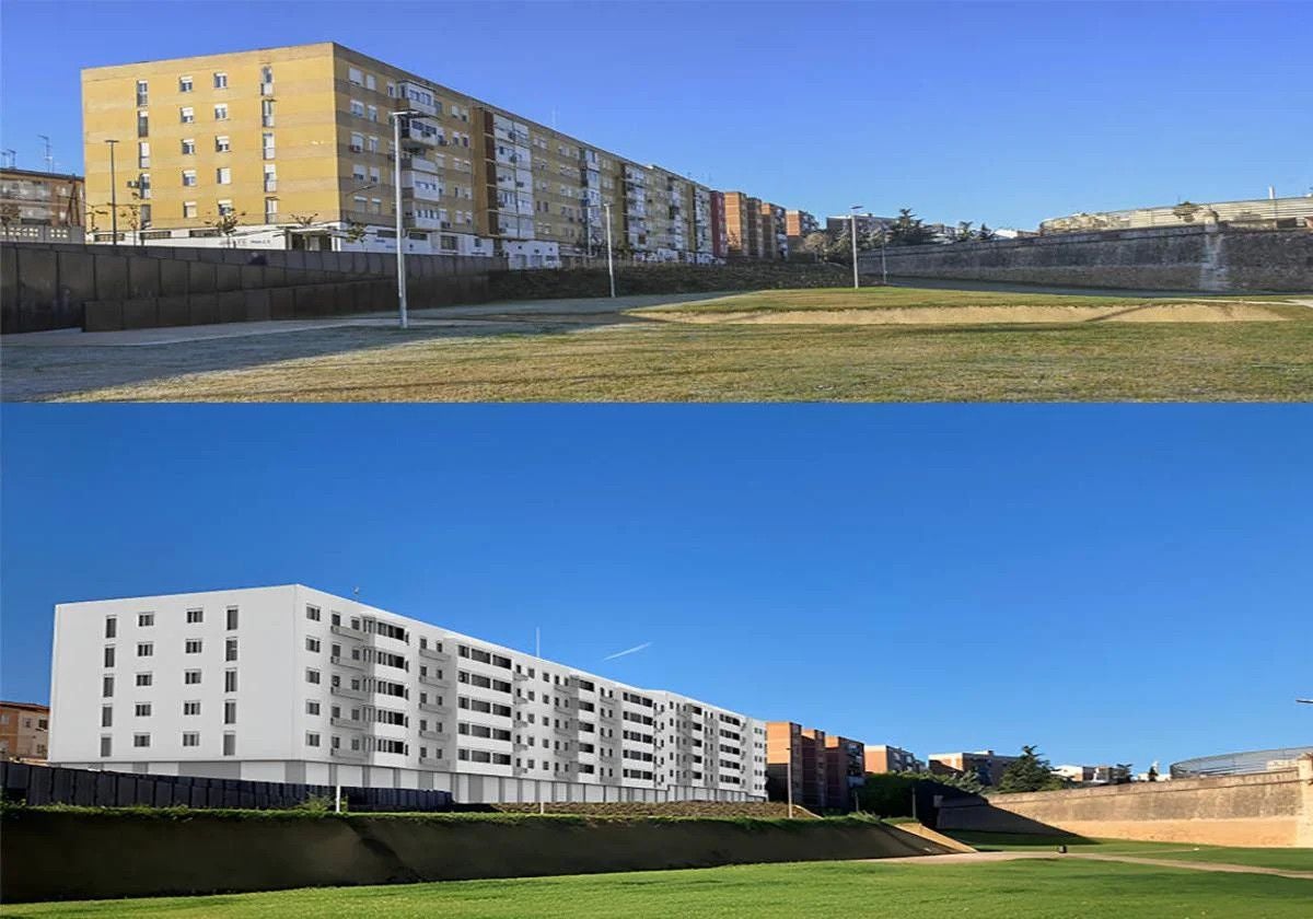 Montaje de cómo iban a quedar los bloques de viviendas de la calle Stadium.