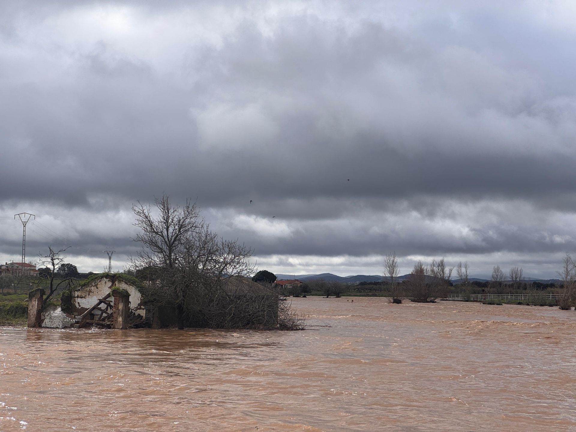 Carretera cortada en Quintana de la Serena