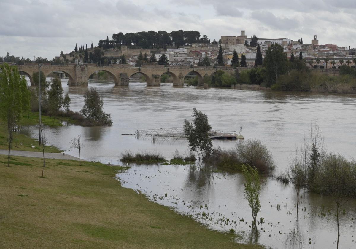 La crecida del Guadiana en Badajoz, en imágenes