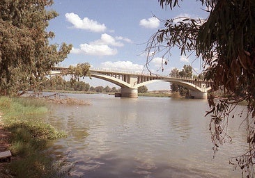 El Guadiana circula con una altura de 4,57 metros por el puente de los suspiros, en Lobón