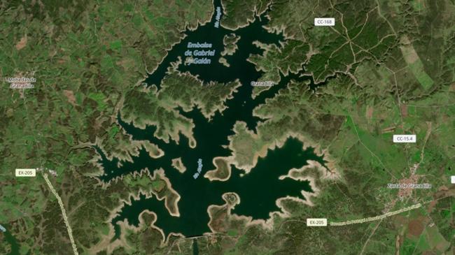 Imagen antes - Así muestra Copernicus la crecida de las masas fluviales en Extremadura