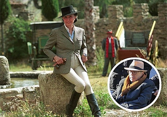 La condesa de Romanones, Aline Griffith, en la finca cacereña Pascualete. En detalle, su hijo Álvaro Figueroa, fallecido el pasado viernes.