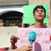 Iván Montaño en la manifestación del pasado 22 de abril en Plasencia.