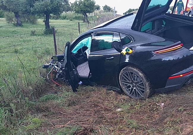 Estado del Porsche tras el accidente.