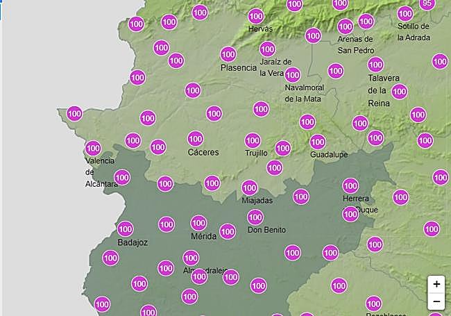 Probabilidad de lluvias de 12.00 a 18.00 horas.