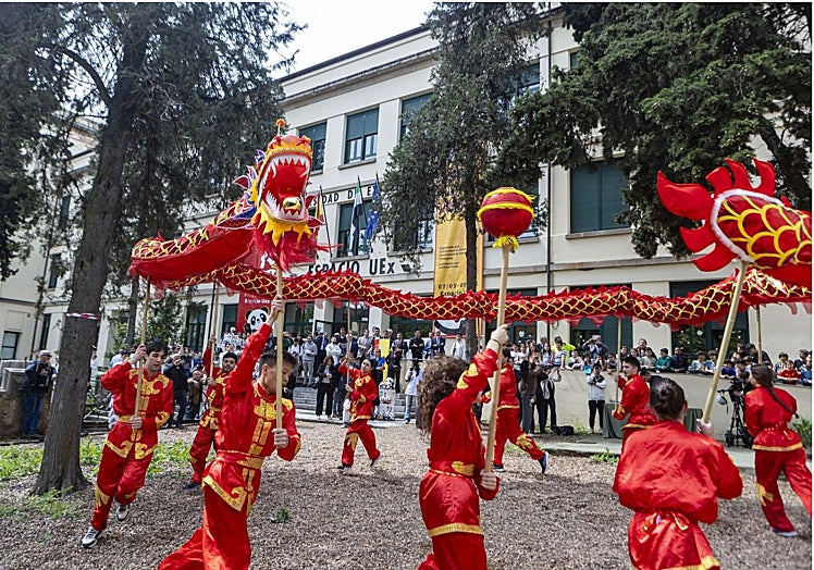 Bailes tradicionales chinos en la inauguración del Instituto Panda.