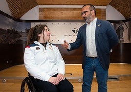 Loida Zabala y Miguel Ángel Morales este miércoles en la Diputación de Cáceres.
