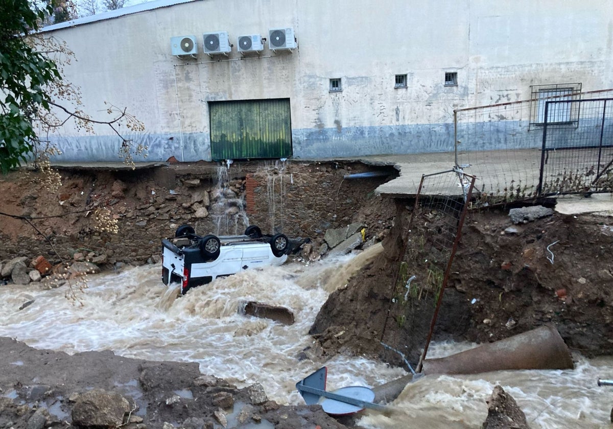 Riada en Jarandilla de la Vera por la rotura de una balsa el pasado mes de marzo.