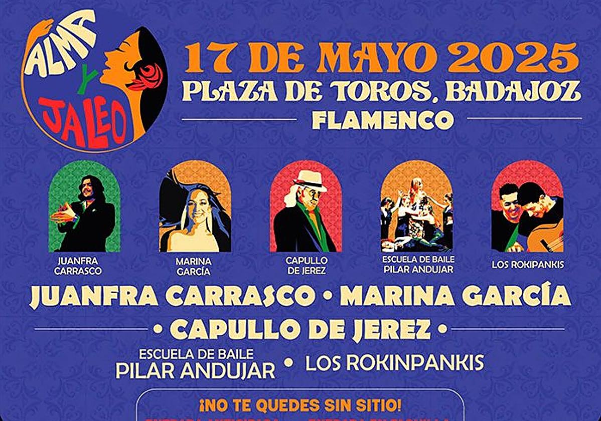 Cartel del festival de flamenco y jaleo en Badajoz.