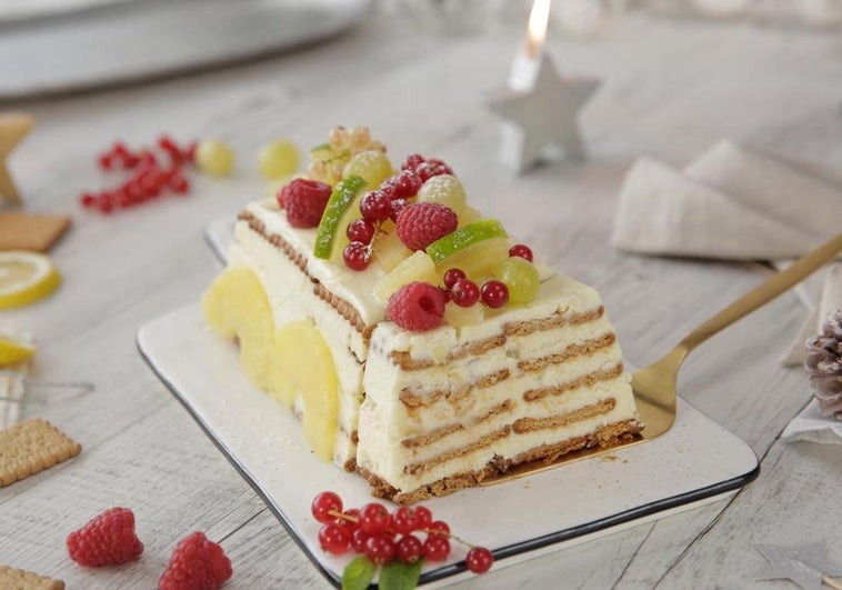 Tarta de galletas con leche condensada y piña