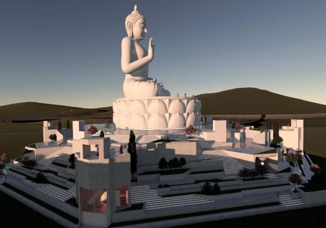 Otra de las recreaciones de la gran estatua y el complejo que tendrá bajo ella.