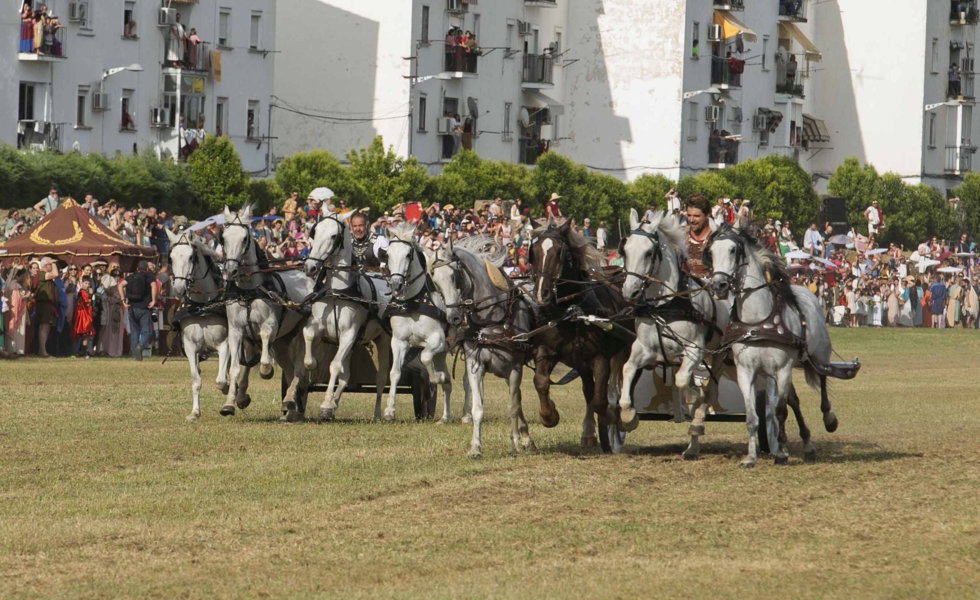 La carrera de cuadrigas desborda de público el Circo Romano