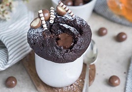 Bizcocho de chocolate en microondas