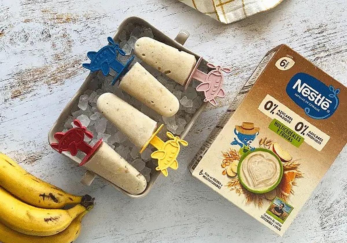 Helados de leche con cereales para bebés