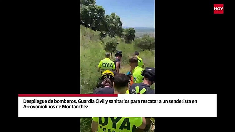 Así ha sido el rescate de un senderista accidentado en Arroyomolinos de Montánchez