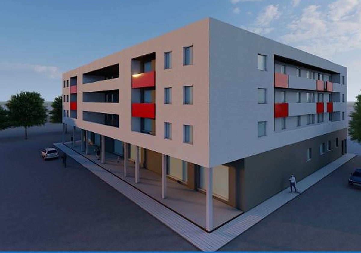 Recreación de cómo queda el bloque de viviendas.