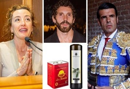 Los premiados en la gala Extremeños de HOY 2025: La neuróloga de Mérida Esther Cubo, el artista pacense Javier S. Medina, el diestro de Torrejoncillo Emilio de Justo, y el pimentón y aceite de La Chinata, ambos productos placentinos.